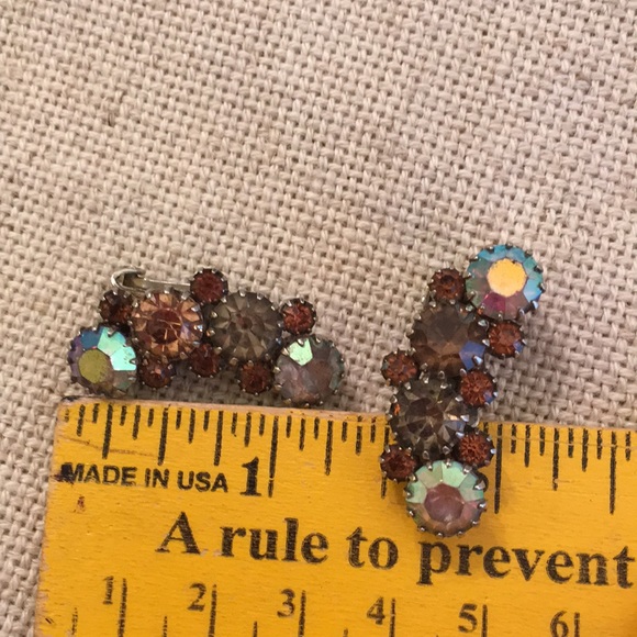 Brown Aurora Borealis Austrian Crystal Clips - Picture 10 of 12